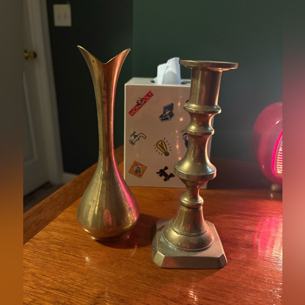 2 Vintage Brass Candlestick holders